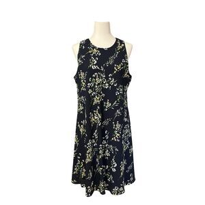 🔥 LAUREN RALPH LAUREN NAVY FLORAL GEORGETTE SHIFT DRESS SZ 16 EUC! 🔥